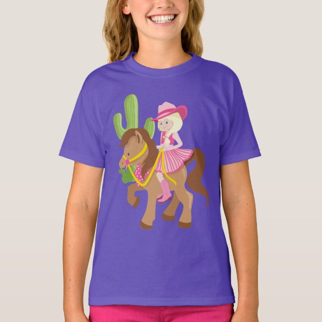 Cute Little Cowgirl on Pony T-Shirt (Front)