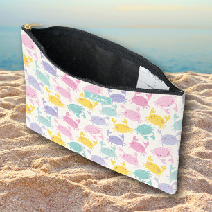 Cute Little Crabs pink lilac yellow mint cream Accessory Pouch