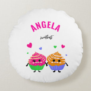 Cute little cupcakes round cushion