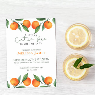 Cute Little Cutie Is On The Way Citrus Baby Shower Invitation