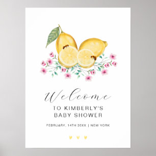 Cute Little Cutie Lemon Citrus Baby Shower Welcome Poster