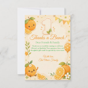 Cute Little Cutie Orange 1st Birthday Thank You Card