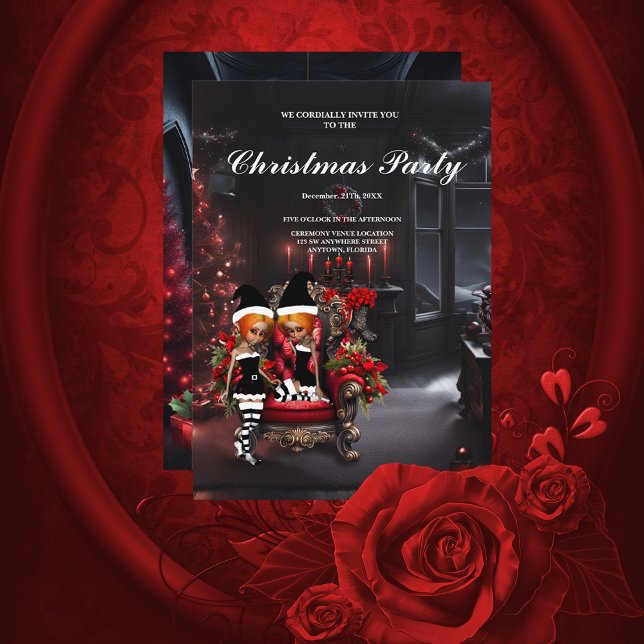 Cute little dark elves. invitation (Dark Christmas)