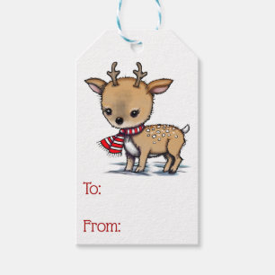 Cute Little Deer Illustrated Art Gift Tags