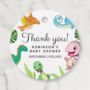 Cute Little Dino Baby Shower Favour Tags