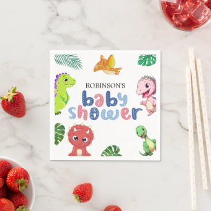 Cute Little Dino Baby Shower Napkin