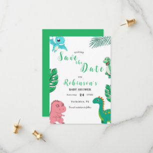 Cute Little Dino Baby Shower Save The Date