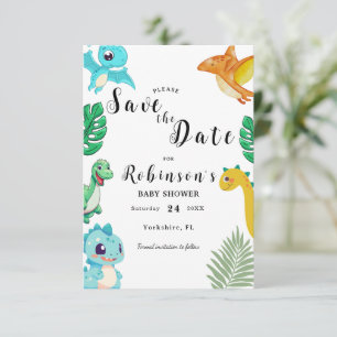 Cute Little Dino Baby Shower Save The Date
