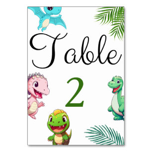 Cute Little Dino Baby Shower Table Number
