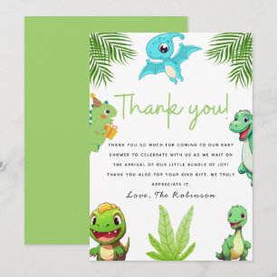 Cute Little Dino Baby Shower Thank You Card