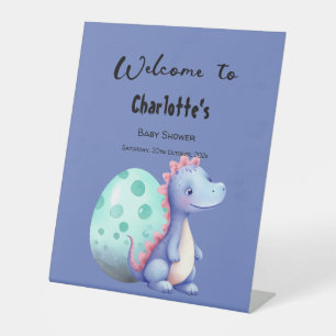 Cute Little Dinosaur Baby Shower Welcome Pedestal Sign