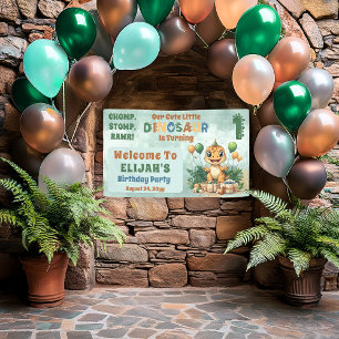 Cute Little Dinosaur Boy 1st Birthday Party Banner