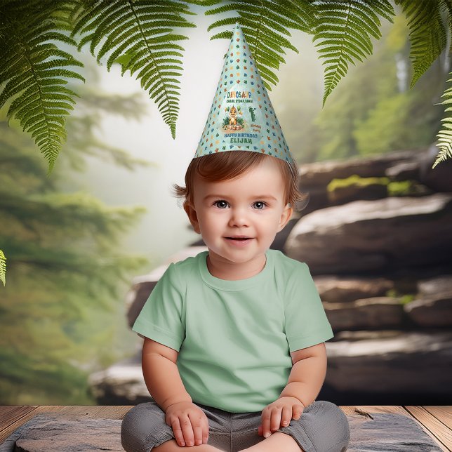 Cute Little Dinosaur Boy 1st Birthday Party Hat (Cute Little Dinosaur Boy 1st Birthday Celebration Party Hat)