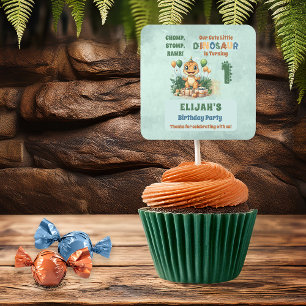 Cute Little Dinosaur Boy 1st Birthday Party Square Sticker