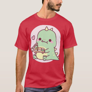 Cute Little Dinosaur Loves Japanese Sushi T-Shirt