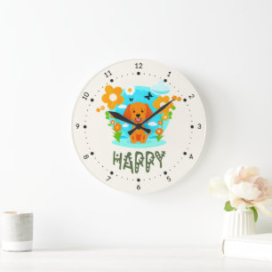 Cute little dog large clock