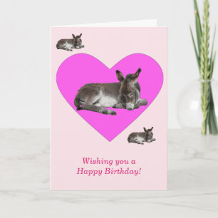 Cute Little Donkey Foal in Heart Card