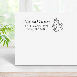 Cute Little Dragon Holding a Cup Address 2 Rubber Stamp