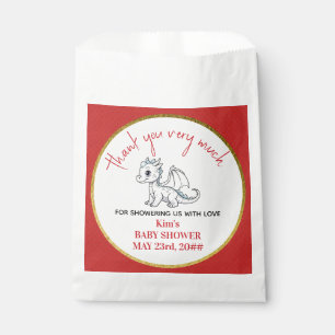 Cute Little Dragon Is On The Way Red Baby Shower Favour Bags