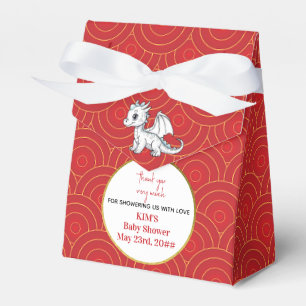 Cute Little Dragon Is On The Way Red Baby Shower Favour Box