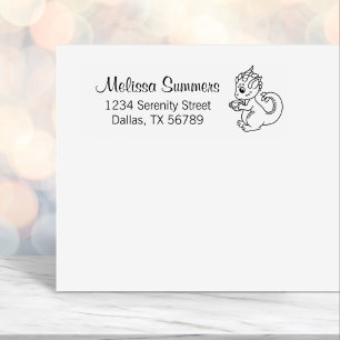 Cute Little Dragon with a Teacup Address 2 Self-inking Stamp
