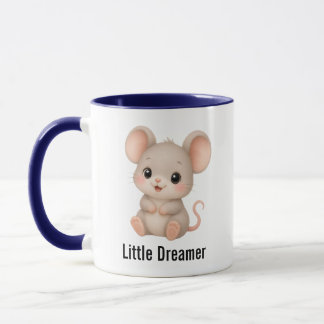 Cute Little Dreamer Mouse Blue Two-Tone Coffee Mug