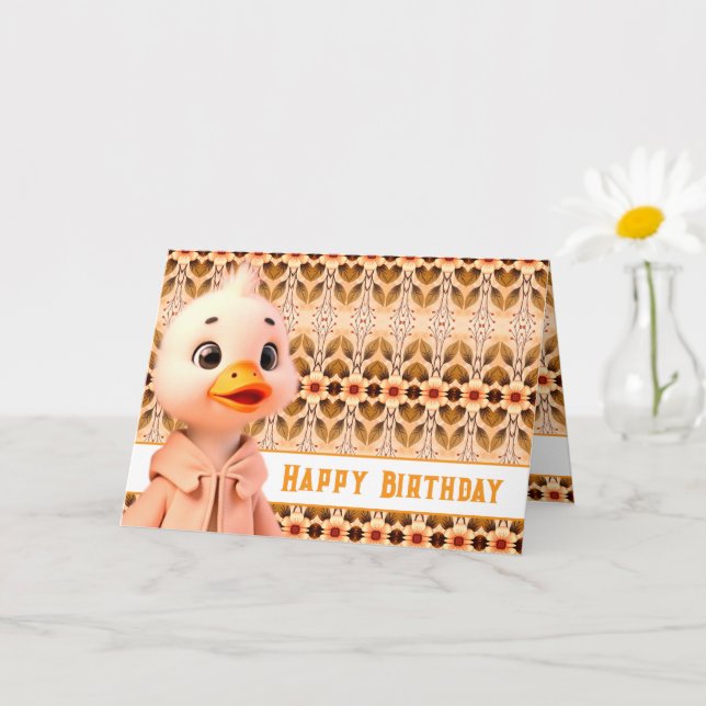 Cute Little Duck Birthday Greeting Card (Small Plant)