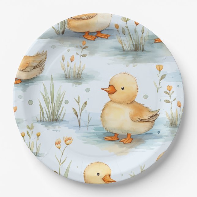 Cute Little Duckling Pattern Paper Plate (Front)