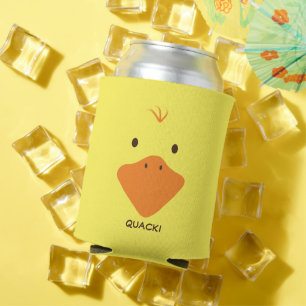 Cute Little Ducky Face Personalised Text Can Cooler