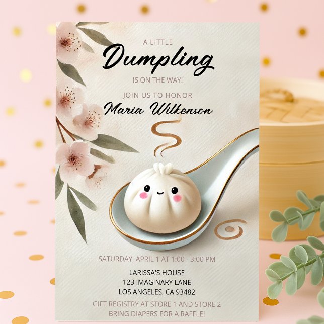 Cute Little Dumpling Baby Shower with Florals Invitation (Creator Uploaded)