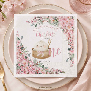 Cute Little Dumpling Cherry Blossoms 1st Birthday Napkin