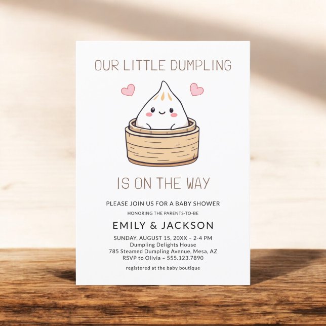 Cute Little Dumpling Hearts Baby Shower Invitation (Creator Uploaded)
