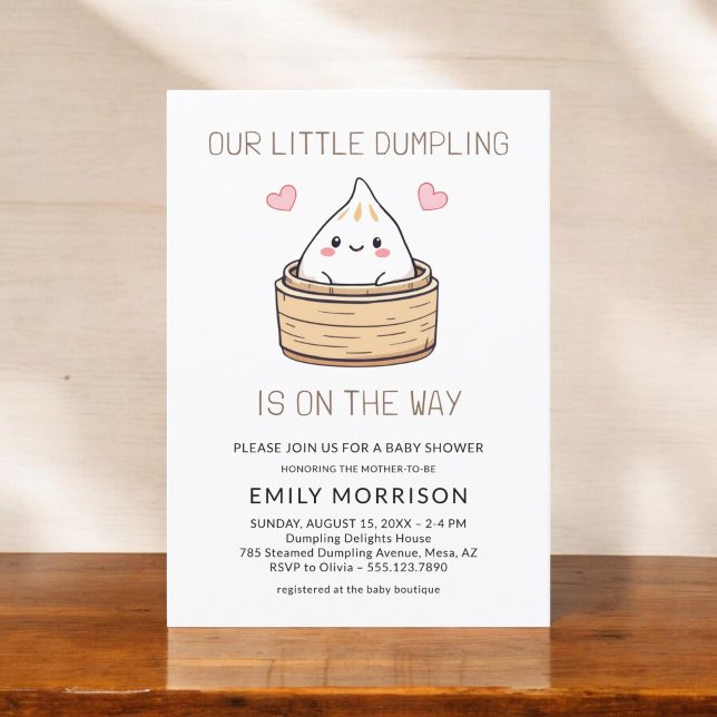 Cute Little Dumpling Hearts Baby Shower Invitation (Creator Uploaded)