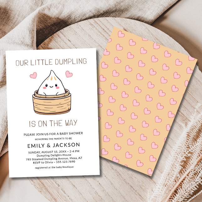 Cute Little Dumpling Hearts Baby Shower Invitation (Creator Uploaded)