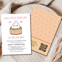 Cute Little Dumpling Her Way QR Code Baby Shower