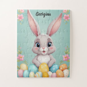 Cute Little Easter Bunny Personalized Kids Jigsaw Puzzle