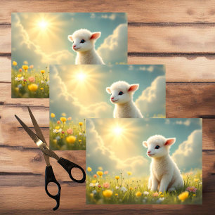 Cute little Easter lamb in a flower meadow Tissue Paper