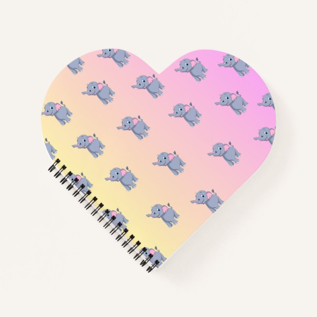cute little elephante pink grey  notebook (Front)