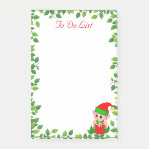 Cute Little Elf & Green Leaf Frame Post-it Notes