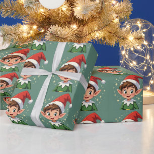 Cute little elf with Christmas hat Wrapping Paper