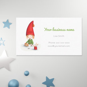 Cute little elf working making toys Business Card