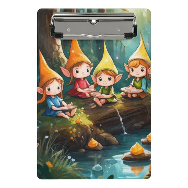 Cute little elves in the river mini clipboard (Front)