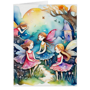 Cute little fairies in the field Card