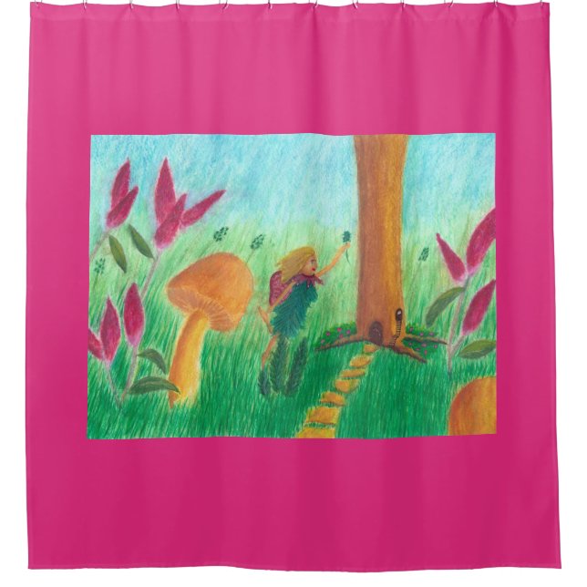 Cute Little Fairy Blessing a Tree Shower Curtains (Front)