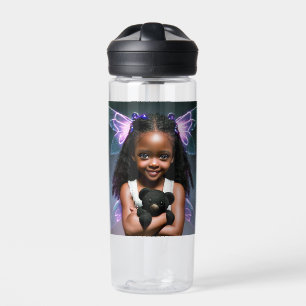 Cute Little Fairy Girl with Teddy Bear Water Bottle