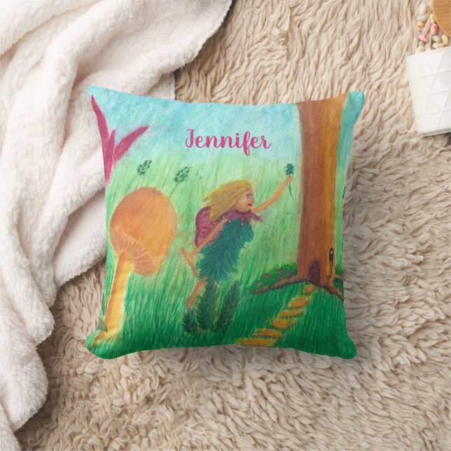 Cute little fairy in garden personalised pillows (Blanket)