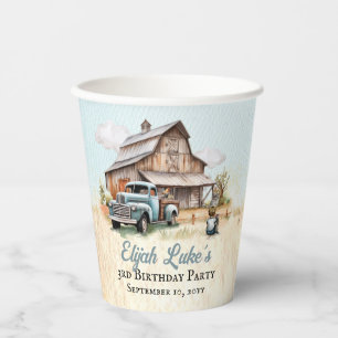 Cute Little Farmer 3rd Birthday Party Paper Cups