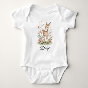 Cute Little Fawn Deer Baby Bodysuit