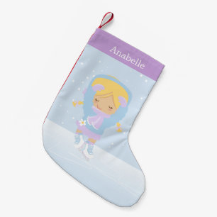 Cute Little Figure Skater Personalised Small Christmas Stocking