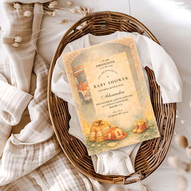 Cute Little Firefighter Baby Shower Invitation (Creator Uploaded)